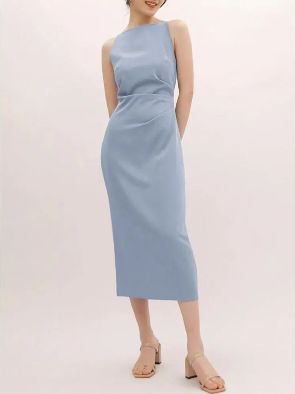 COMMENSE Silent Sea Boat Neck Midi Dress, Size L